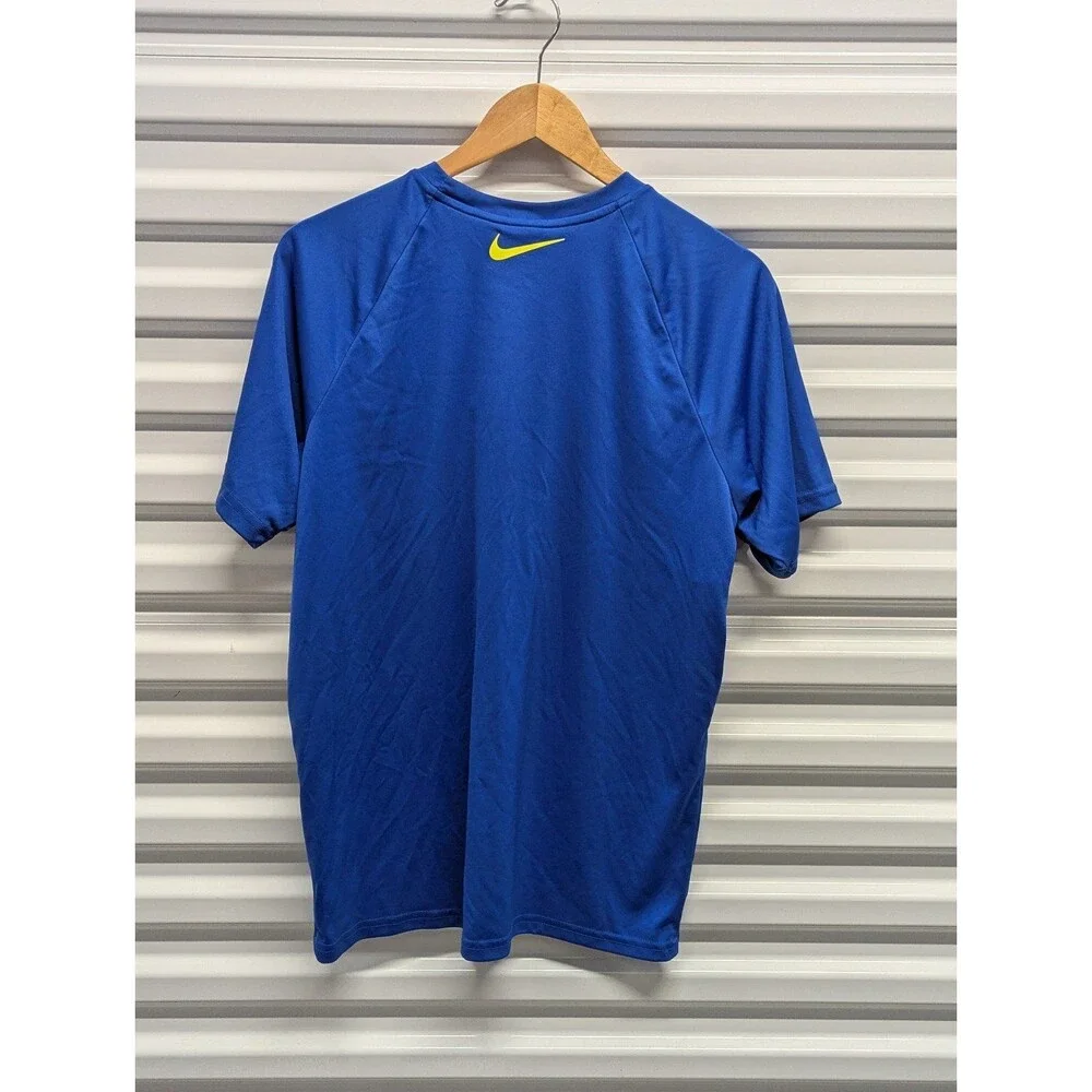 Nike Swim Just Do It Graphic Tee Blue UPF 40+ Dri-Fit Y2K Athletic Shirt